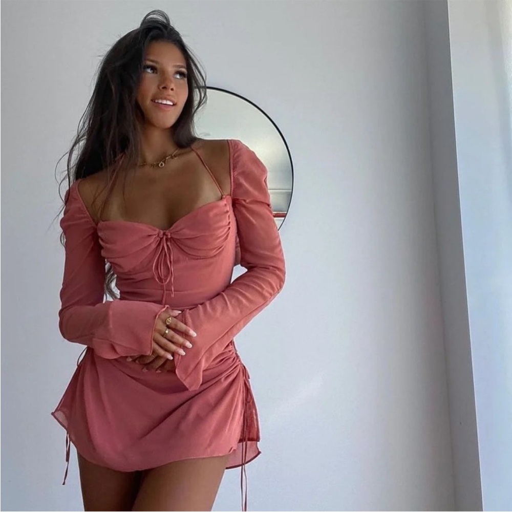 New House Of CB ‘Baby’ Pink Chiffon Halter Cutout Dress